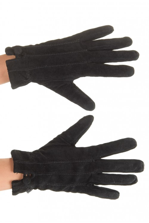 Mănuși de damă negre din piele întoarsă din piele naturală 40.00