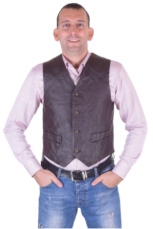 Vestă de bărbați maro închis piele 94.00
