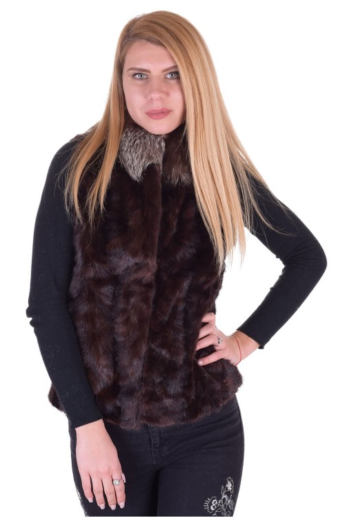 Vestă de damă maro închis din nurcă 398.00