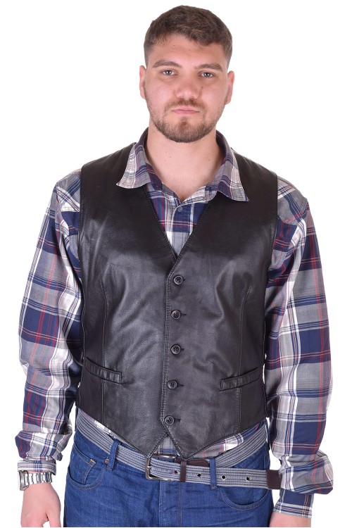 Vestă de bărbați neagră piele 94.00