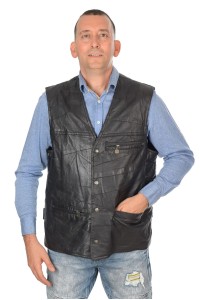 Vestă de bărbați clasic din piele naturală
