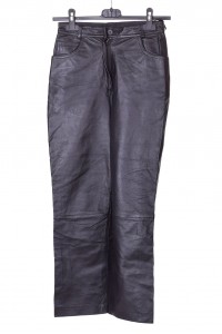 Pantalon de damă negru din piele naturală