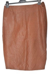 Fustă de damă extravagantă brună din piele naturală