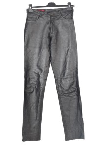 Pantalon de damă negru din piele naturală