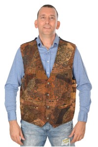 Vestă de bărbați extravagantă din piele naturală