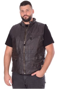 Vestă maro închis piele