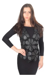 Vestă de damă extravagantă din piele naturală