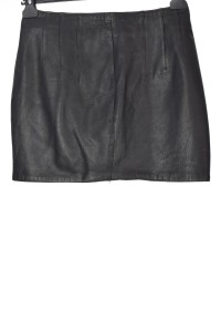 Fustă de damă cochetă neagră din piele naturală