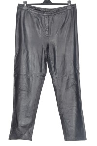 Pantalon de damă albastru închis din piele naturală