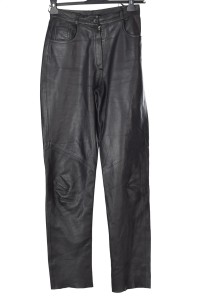 Pantalon de damă negru din piele naturală