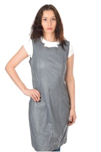 Rochie gri din piele naturală