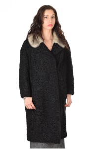 Palton elegant negru de astrahan