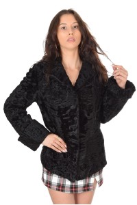 Palton cochet negru de astrahan