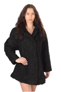 Palton cochet negru de astrahan