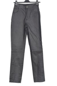 Pantalon de damă negru din piele naturală