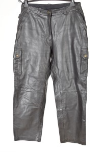 Pantalon sportivnegru din piele naturală
