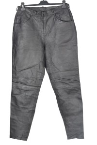 Pantalon de damă negru din piele naturală