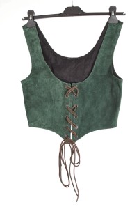 Vestă verde închis din piele naturală