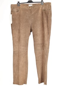 Pantalon maro din piele întoarsă din piele naturală