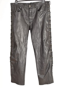 Pantalon de bărbați negru biker din piele naturală