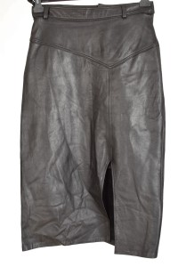 Fustă elegantă neagră din piele naturală