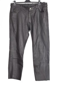 Pantalon clasic negru din piele naturală