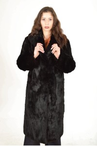 Palton elegant negru de iepure