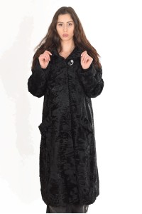 Palton clasic negru de astrahan