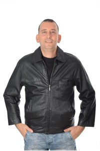 Geacă de bărbați neagră din piele naturală