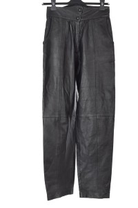 Pantalon de damă negru din piele naturală