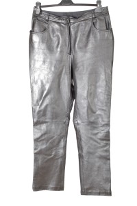 Pantalon clasic negru din piele naturală