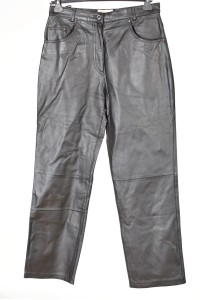 Pantalon elegant negru din piele naturală