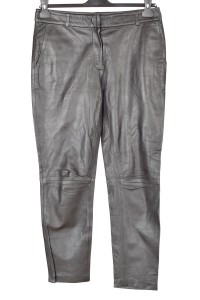 Pantalon clasic negru din piele naturală