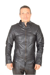 Geacă sportiva neagră din piele naturală